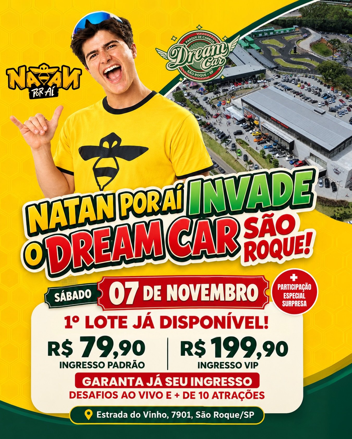 Banner do evento Natan por Aí Invade o Dream Car